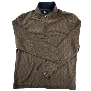 Nicoby Men Large Brown Quarter Zip Pullover Space Dye Earthy Gorpcore Minimalist